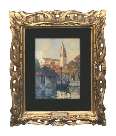 Bonivento Eugenio (Chioggia 1880 - Milano 1956) "San Vitale, Venezia" olio su...