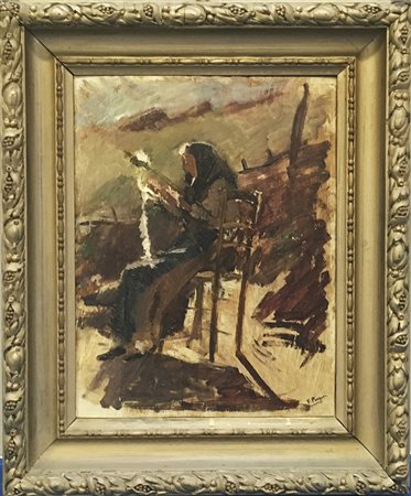 Ferruccio Pasqui "Vecchietta" olio su tavoletta (cm 40x30) firmato in basso a...