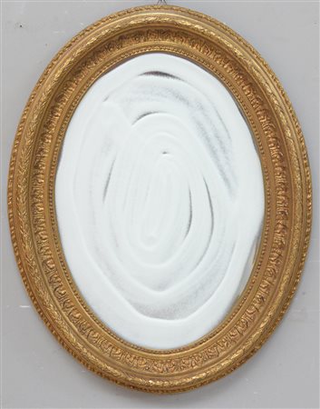 Specchiera ovale in legno intagliato e dorato (cm 69x87)