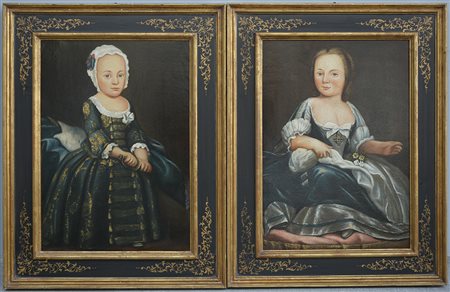 Ignoto dall'antico "Giovani principesse" coppia di olii su tela (cm 70x50) in...