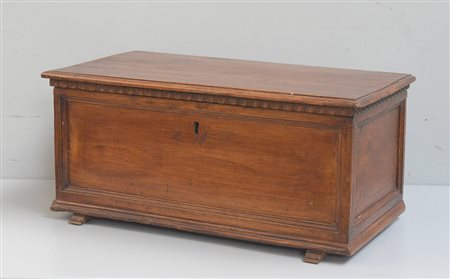 Piccola cassapnaca con profilo intagliato e fronte riquadrato, sec. XIX (cm...
