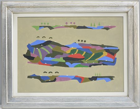 Giorgio Pagi (1912) "Paesaggi collinari" acrilico su tela (cm 50x70) in cornice
