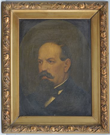 Ignoto secolo XIX "Ritratto di uomo con baffi" olio su tela (cm 53x40) In...