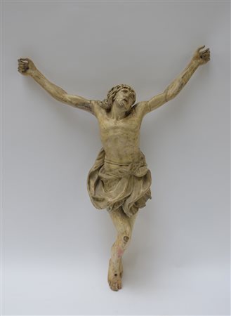 Arte del secolo XVIII "Cristo crocifisso" scultura lignea decorata on...