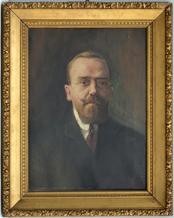 Firma indecifrata "Ritratto maschile" olio su tela (cm 64x47) firmato in...