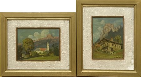 Alberto Mastellotto (Slovenia 1904 - 1975) "Paesaggi dolomitici" due dipinti...