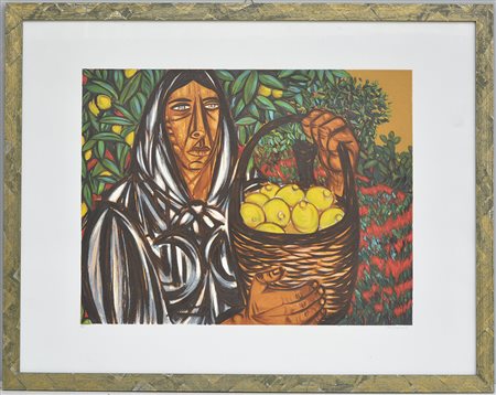Giuseppe Migneco (Messina 1908 - Milano 1997) "La raccolta dei limoni"...