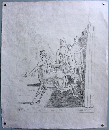 Giorgio De Chirico (Volos 1888 - Roma 1978) "La famiglia dei centauri " 1973...