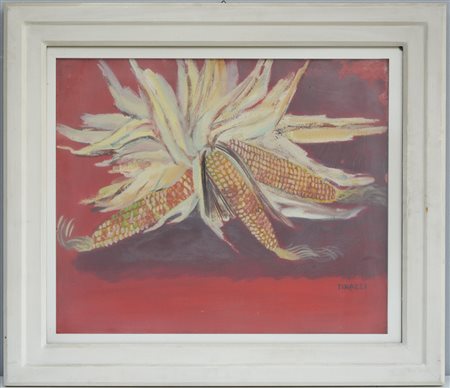 Nillo Tinazzi (1922) "Pannocchie" olio su tela (cm 50x60) firmato in basso a...