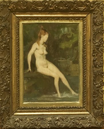 Scuola dell’inizio del secolo XX “Bagnante” olio su compensato (cm 19x13)...