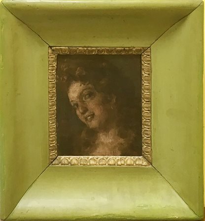 Scuola del secolo XIX/XX “Volto” olio su tela (cm 19x14;5) reca tracce di...