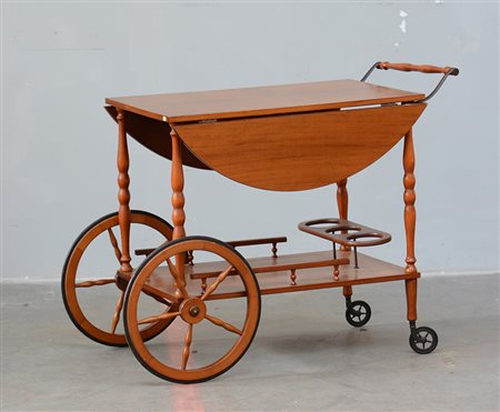 Carrello porta vivande in legno con piano ad alette (cm 86x71x47) (difetti)