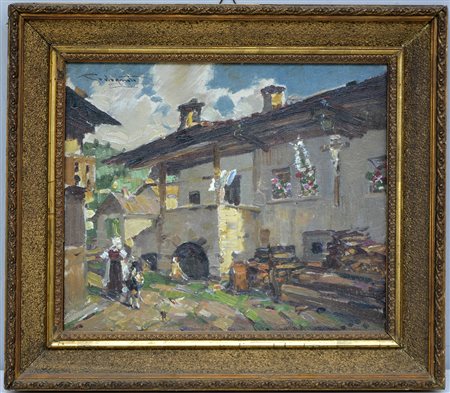 Codognato "Case di Soraga di Val di Fassa" olio su cartone telato (cm 30x36)...