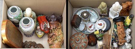 Lotto composto da numerosi oggetti diversi di manifattura orientale, soggetti...