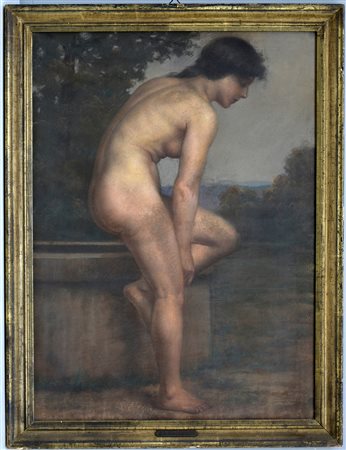 Ignoto, "Nudo di donna" pastelli colorati su cartoncino (cm 65x48) in cornice...