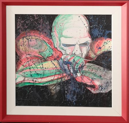 MASSIMO BRAMANDI Dark Hero, 2010/2011 olio su tela e materiali plastici su...