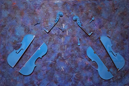FABRIZIO TROTTA Senza Titolo violini su lamina e acrilico cm. 80x120