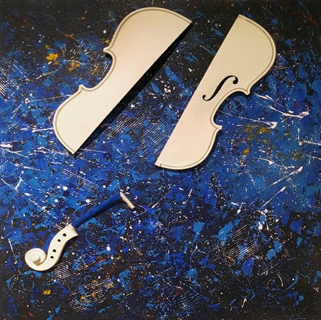 FABRIZIO TROTTA Senza titolo violino su lamina e acrilico cm. 70x60