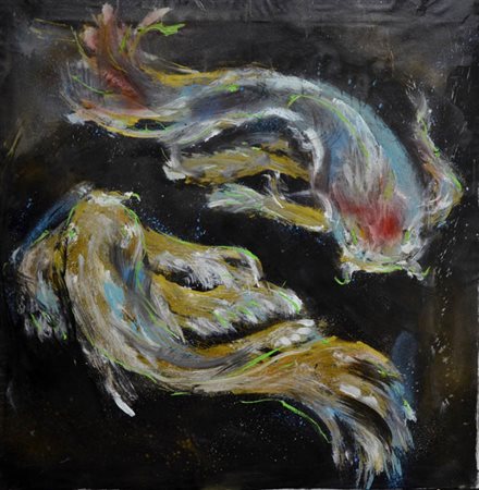 FLAVIA MANTOVAN Pesci, serie segni zodiacali Tecnica mista su tela cm 90x90