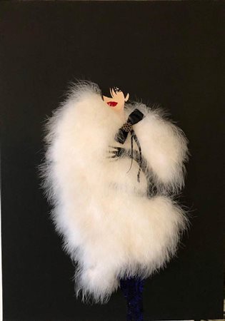 ROBERTO GUARINIELLO Liza Tecnica mista acrilico, tessuto, pizzo, swarovski e...