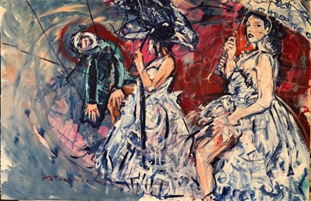 GIUSEPPE DE VITA La burattinaia Tecnica mista su tela cm 110x150