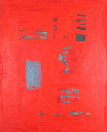 BERLINGERI CESARE (CITTANOVA 1948), Sul rosso, Tecnica mista su tela Anno...