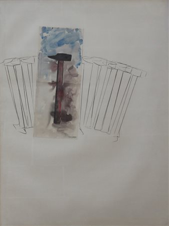 ANGELI FRANCO (ROMA 1935 ROMA 1988), Martelli, Collage e tecnica mista su...