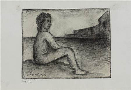 CARRA' CARLO (QUARGNENTO 1881 MILANO 1966), Bagnante, Carboncino su carta...