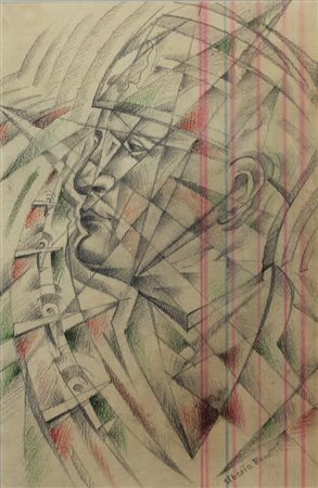 BONETTI UBERTO (VIAREGGIO 1909 VIAREGGIO 1993), Ritratto sintetico del Duce,...