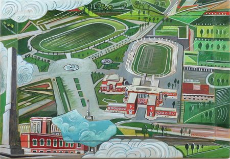 BONETTI UBERTO (VIAREGGIO 1909 VIAREGGIO 1993), Roma foro Mussolini, Olio su...