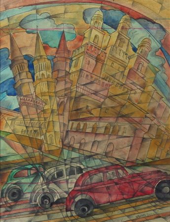 BONETTI UBERTO (VIAREGGIO 1909 VIAREGGIO 1993), Milano, Tecnica mista su...