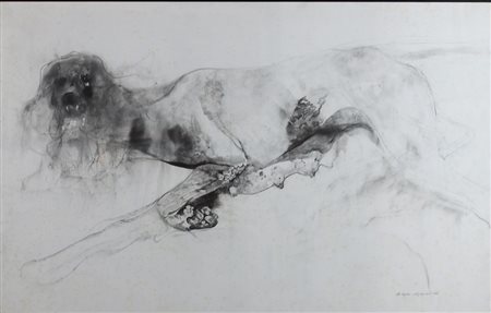 VESPIGNANI RENZO (ROMA 1924 ROMA 2001), La cagna, Matite colorate su...