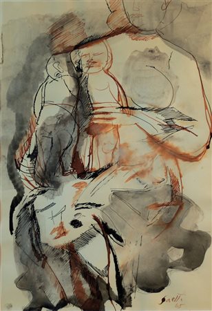 SAETTI BRUNO (BOLOGNA 1902 BOLOGNA 1984), Senza titolo, Tecnica mista su...