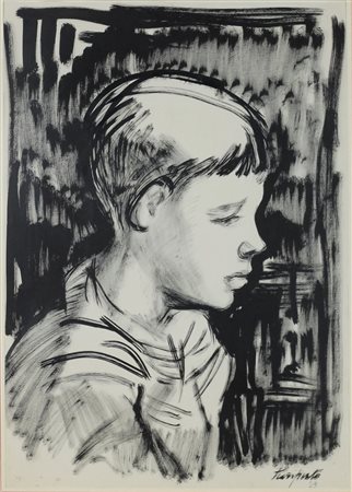 PURIFICATO DOMENICO (FONDI 1915 ROMA 1984), Ragazzo, China su carta Anno 1963...