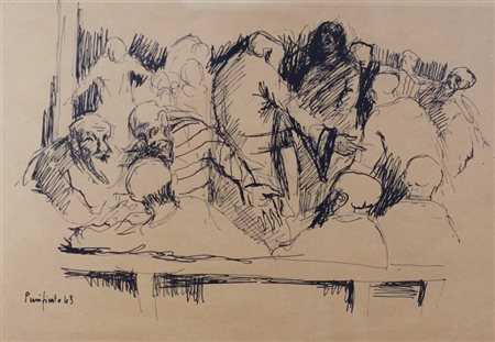 PURIFICATO DOMENICO (FONDI 1915 ROMA 1984), Composizione, China su carta Anno...