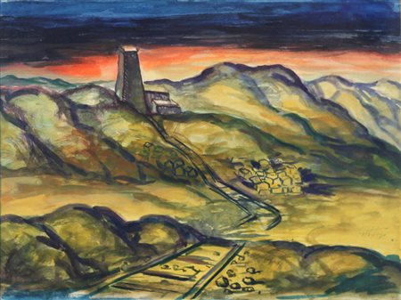 GUTTUSO RENATO (BAGHERIA 1911 ROMA 1987), La miniera di zolfo, Tecnica mista...