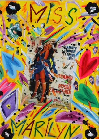 DONZELLI BRUNO (NAPOLI 1941), Miss Marilyn, Olio e tecnica mista su tela Dim....