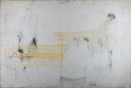 PIGNATELLI ERCOLE (LECCE 1935), Indagine interna, Tecnica mista su tela Anno...