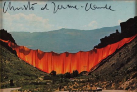 CHRISTO (Gabrovo 1935), Senza titolo, Cartolina autografa Dim. 10x14 Firmato...