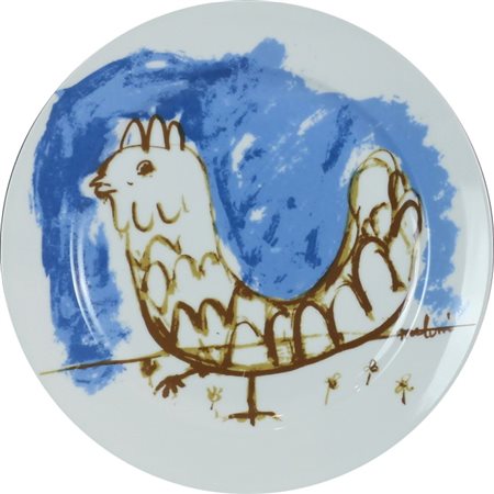 ANONIMO, Senza titolo, Piatto in ceramica smaltata Diam.30 Firmato