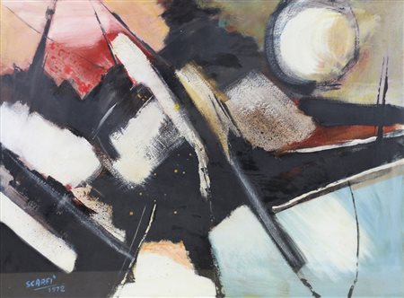 SCARFI' ATTILIO (ARONA 1931 ARONA 2016), Nello spazio, Olio su tela Anno 1972...