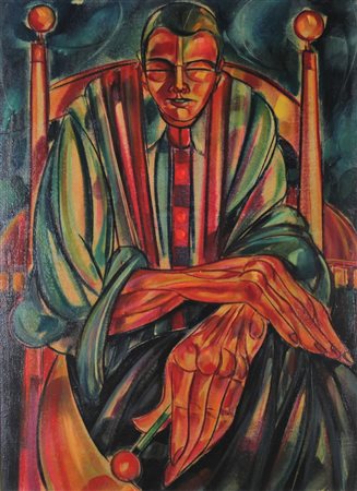 GIANBAR (TORINO 1938), L'uomo dalla bacchetta magica, Olio su tela su tavola...