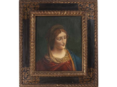 Siglato (XIX secolo) Ritratto di dama 60x50 cm Olio su tela