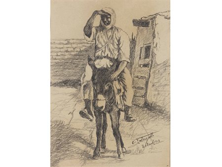 Cesare Pelagatti (1890-1971) Berbero 40x29 cm Carboncino su carta