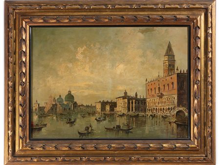 Giuseppe Riva (1834-1916) Venezia 50x70 cm Olio su compensato