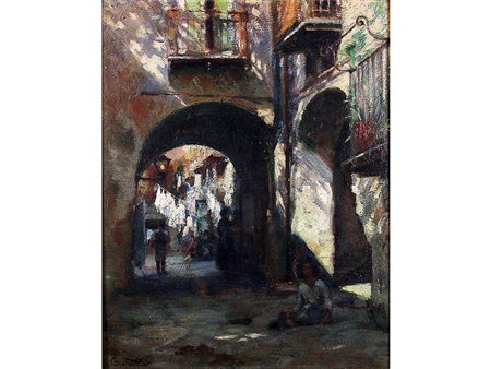 Giuseppe Rossi (1876-1952) Vecchia Firenze 34,5x27 cm Olio su tavola