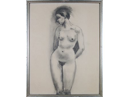 Gigi Chessa (1898-1935) Studio per nudino 35,5x27 cm Carboncino su carta