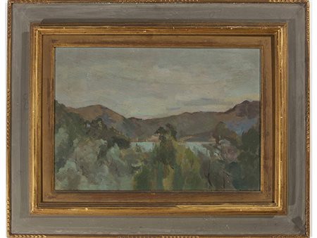 Adone Comboni (1880-1959) Paesaggio 35x50 cm Olio su cartoncino