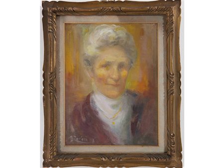 Firma illeggibile (XX secolo) Ritratto di signora 26x20 cm Olio su cartoncino