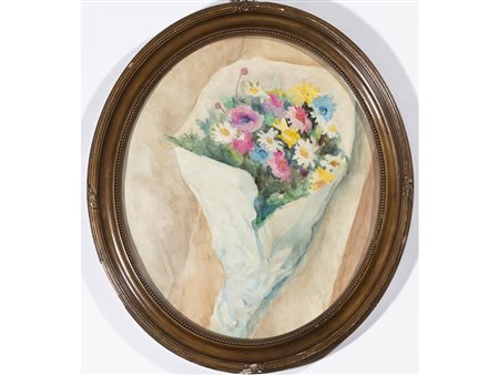 Anna Maria Guidantoni (1929-?) Mazzo di fiori 40x23 cm Acquarello su carta